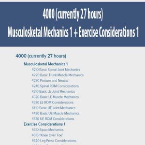 4000 (currently 27 hours) Musculosketal Mechanics â€“ Exercise Considerations